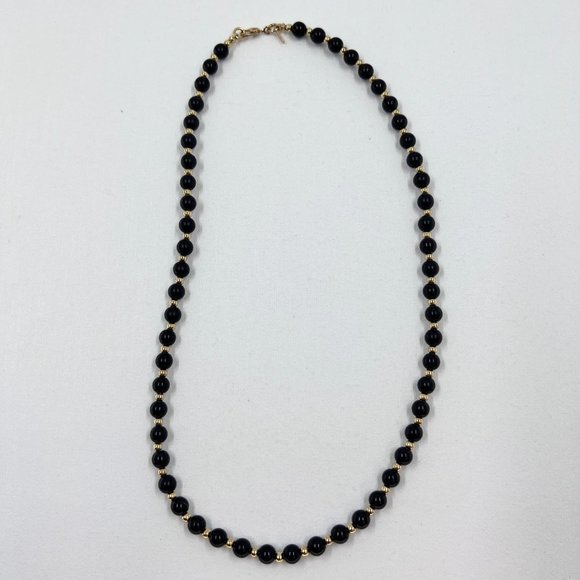 Monet – Vintage Black and Gold Beaded 18” Necklace - Picture 3 of 5